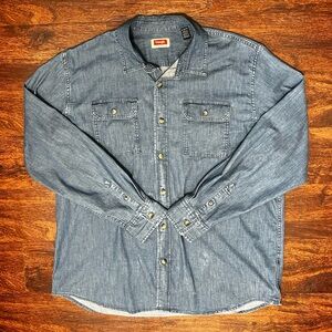 WRANGLER BLUE DENIM Long Sleeve Shirt size xl Preowned